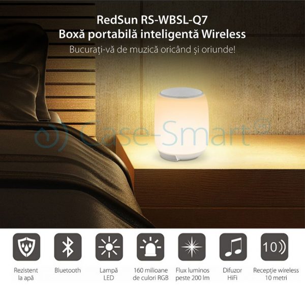 Boxa si lampa inteligenta portabila, bluetooth Redsun RS-WBSL-Q7 [1]