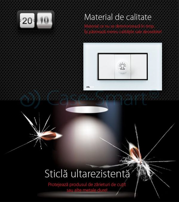 Intrerupator cu variator Livolo cu rama din sticla – standard italian [1]