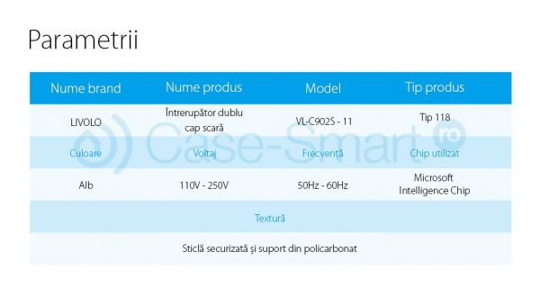 Intrerupator dublu cap scara/cruce cu touch Livolo din sticla – standard italian [1]