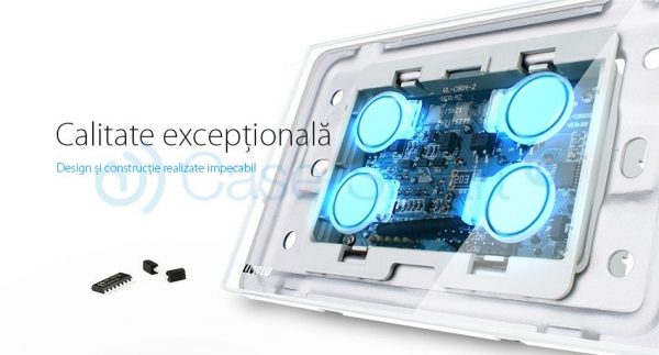 Intrerupator cvadruplu wireless cu touch Livolo din sticla – standard italian [1]
