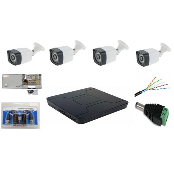 Sistem supraveghere exterior  AHD 1080P 4 camere FULL HD IR 20metri, DVR 4 canale, accesorii [1]