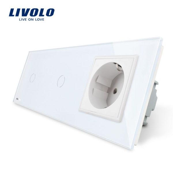 Intrerupator LIVOLO simplu+simplu cu touch si priza din sticla [1]