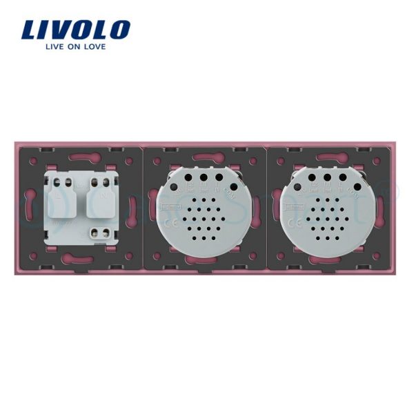 Intrerupator LIVOLO simplu+simplu cu touch si priza din sticla [1]