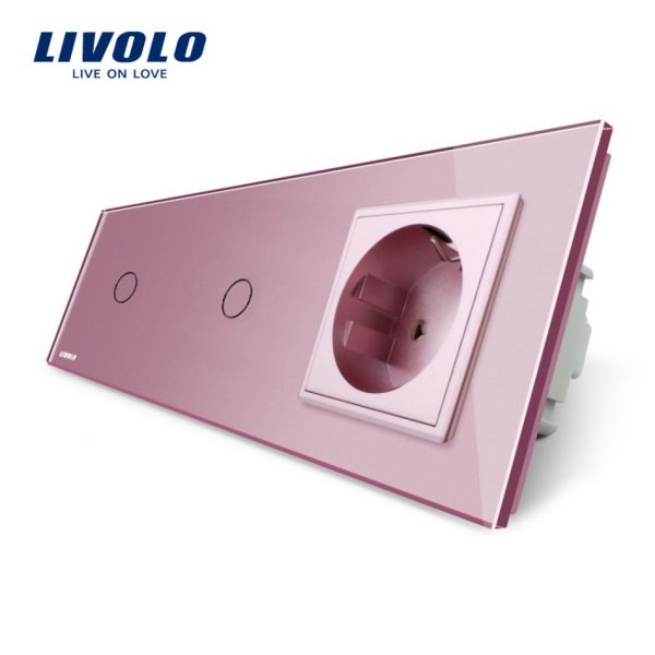 Intrerupator LIVOLO simplu+simplu cu touch si priza din sticla [1]