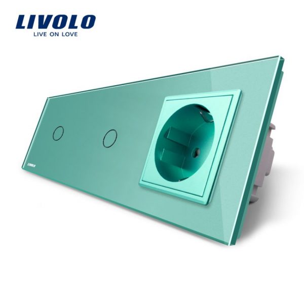 Intrerupator LIVOLO simplu+simplu cu touch si priza din sticla [1]