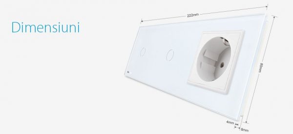 Intrerupator LIVOLO simplu+simplu cu touch si priza din sticla [1]