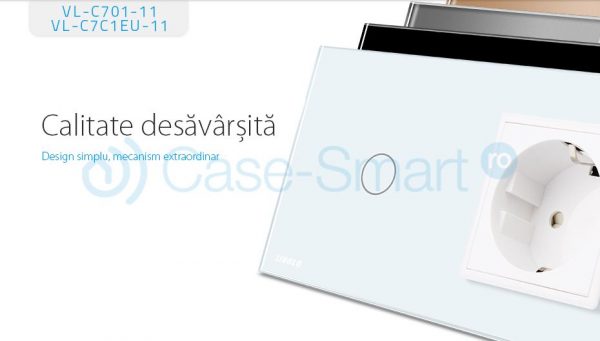 Intrerupator simplu + priza simpla Livolo rama din sticla [1]