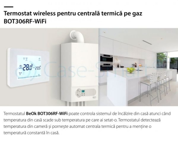 Termostat Wi-Fi pentru centrala termica pe gaz si incalzire in pardoseala cu agent termic BeOk BOT306RF-WIFI, Programabil, Memorare setari, Anti-inghet, Control de pe telefonul mobil [1]