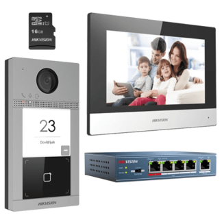 Videointerfoane Hikvision - KIT videointerfon pentru o familie'Wi-Fi 2.4Ghz'monitor 7 inch - HIKVISION DS-KIS604-S