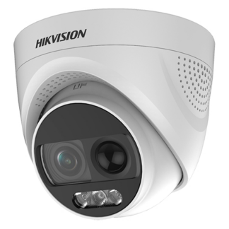 Camera ColorVU AnalogHD 2MP cu PIR si alarma incorporata lentila 2.8mm lumina alba 20 m DS-2CE72DFT-PIRXOF28 - HIKVISION