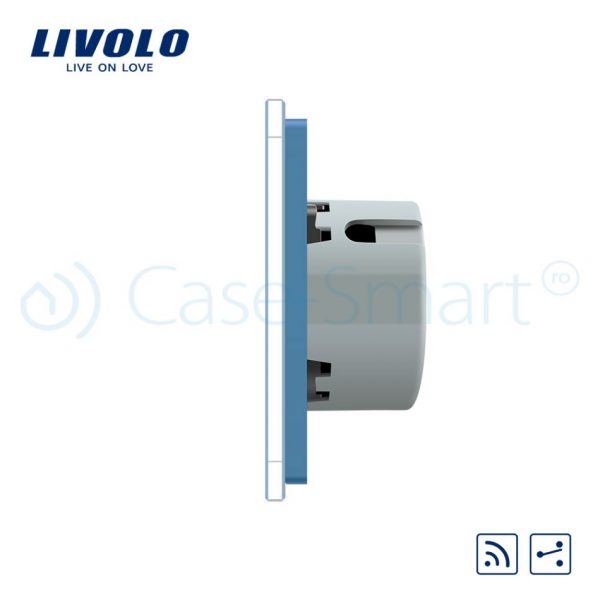 Intrerupator cap scara / cap cruce wireless cu touch Livolo din sticla albastru [1]