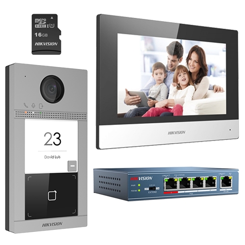 KIT videointerfon pentru o familie'Wi-Fi 2.4Ghz'monitor 7 inch - HIKVISION DS-KIS604-S [1]
