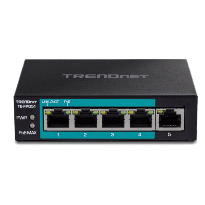 Switch 4 porturi Fast Ethernet Long Range 250m PoE+ 60W'1 port Fast Ethernet - TRENDnet TE-FP051 [1]