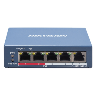 Switch-uri POE - Switch 4 porturi PoE, 1 port uplink RJ45, SMART Management - HIKVISION DS-3E1105P-EI