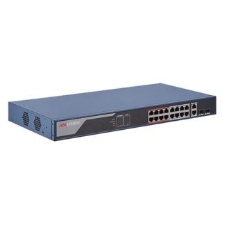 Retelistica - Switch 16 porturi PoE 100Mbps, 2 port uplink Gigabit, SMART Management - HIKVISION DS-3E1318P-EI