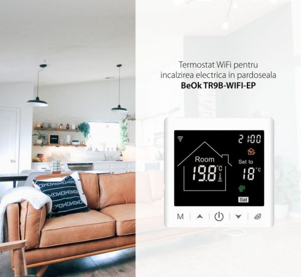 Termostat Wi-Fi pentru incalizare electrica in pardoseala BeOk TR9B-WIFI-EP [1]