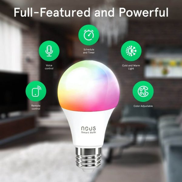 Bec LED inteligent Nous P3, Soclu E27, Putere 9 W, Lumini RGB, Flux 810 Lm, Control din aplicatie [1]