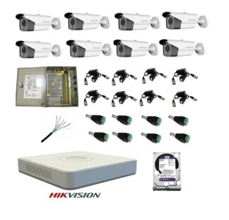 Kit supraveghere Hikvision - Kit sistem complet 8 camere supraveghere exterior HIKVISION FULL HD 40 m IR  hard 2 TB