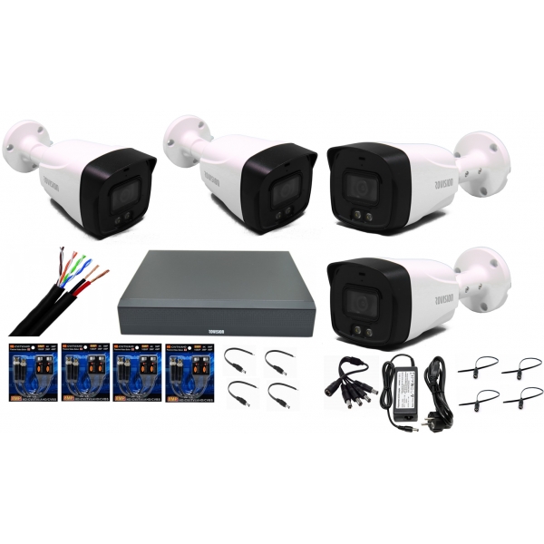 Sistem supraveghere video profesional 4 camere 5MP Starlight cu led (color noaptea 40m) , accesorii incluse [1]