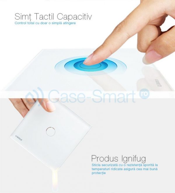 Intrerupator cap scara / cap cruce wireless cu touch Livolo din sticla negru [1]