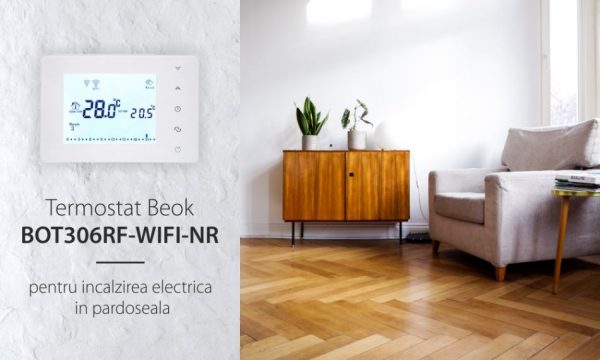 Termostat Wi-Fi pentru incalzire termica in pardoseala BeOk BOT306RF-WIFI-NR