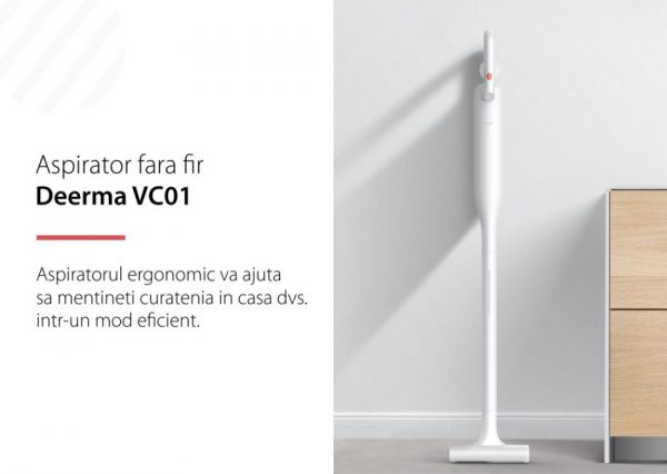 Aspirator vertical Xiaomi Deerma VC01, Wireless, Putere 125 W, Baterie 220 mAh, Capacitate 0.6 mL [1]