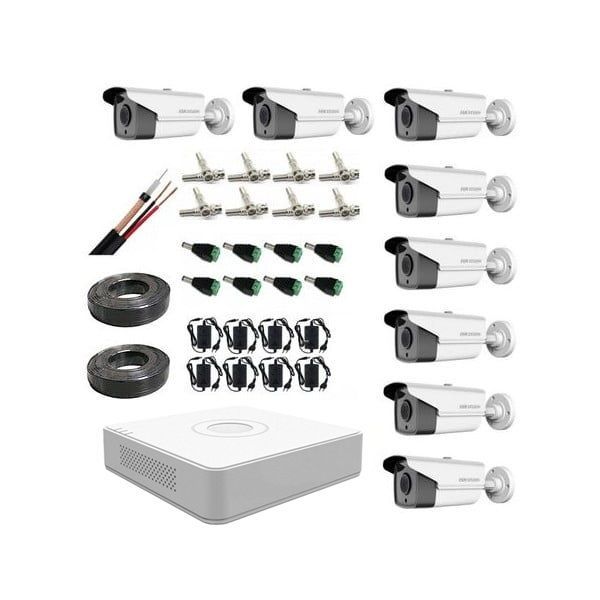 Kit supraveghere video Hikvision 8 Camere 1080P IR 80M, full accesorii [1]