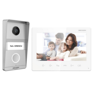 Videointerfoane Hikvision - Kit videointerfon analogic 7inch, camera 2MP, conectare 2 fire - HIKVISION DS-KIS101-P(S)