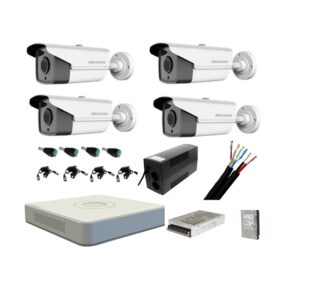 Detectie efractie - Kit complet 4 camere supraveghere exterior HIKVISION FULL HD 40 m IR cu backup si hard 1Tb