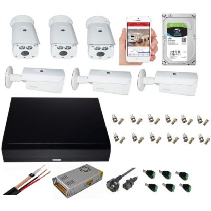 Sistem supraveghere video profesional 6 camere Rovision 2MP IR 80m, DVR 8 canale 5MP, full accesorii [1]