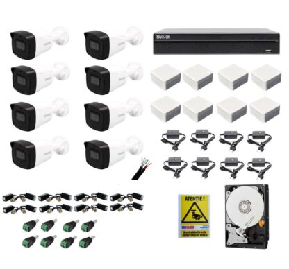Sistem format din 8 camere de supraveghere 4K, DVR 8 canale inteligente, accesorii, HDD inclus [1]