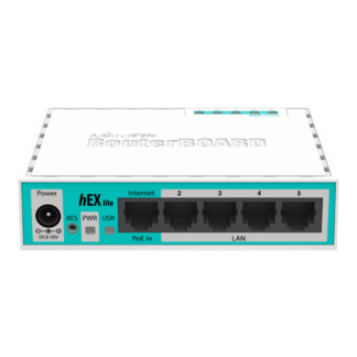 Retelistica - Router hEX Lite, 5 x Fast Ethernet, RouterOS L4 - Mikrotik RB750r2