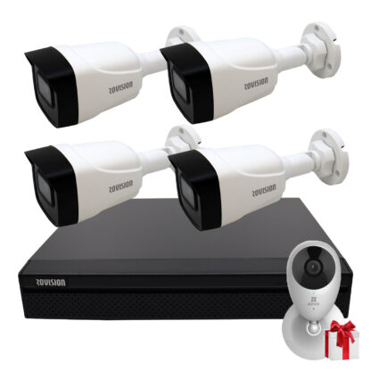 Kit supraveghere basic format din 4 camere 8MP + 1 camera wi-fi CADOU, microfon integrat, IR 80m, DVR 4 canale cu inteligenta artificiala [1]