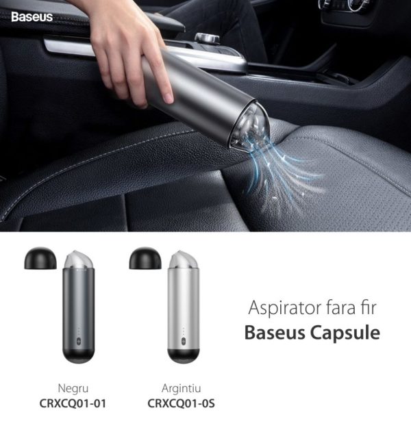 Aspirator auto Baseus Capsule, Wireless, Baterie 2000 mAh, Putere 65 W, Incarcare Type-C [1]