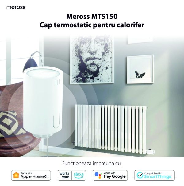 Cap termostatic inteligent pentru calorifer Meross MTS150, Control aplicatie, Wi-Fi [1]