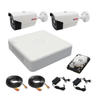 Kit supraveghere Rovision - Sistem supraveghere video 2 camere Rovision oem Hikvision 2MP, Full HD, 2.8mm, IR 40m, DVR 4Canale video 4MP, lite, accesorii si hard incluse