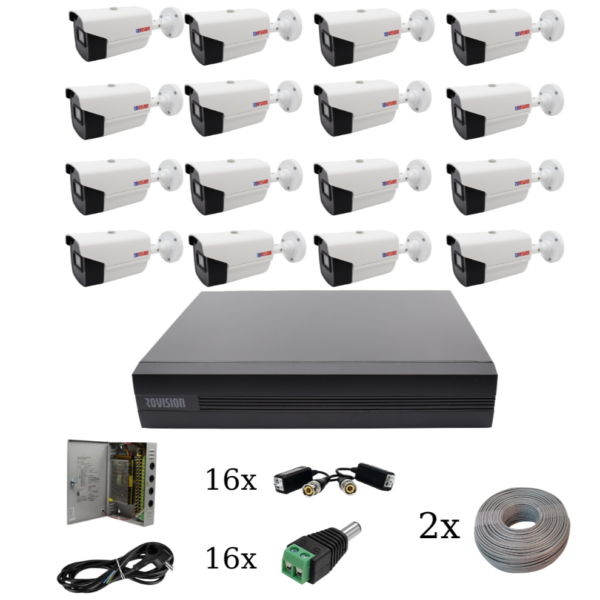 Sistem supraveghere 16 camere, 2MP, full hd IR40m, DVR Pentabrid 16 canale, Accesorii incluse [1]