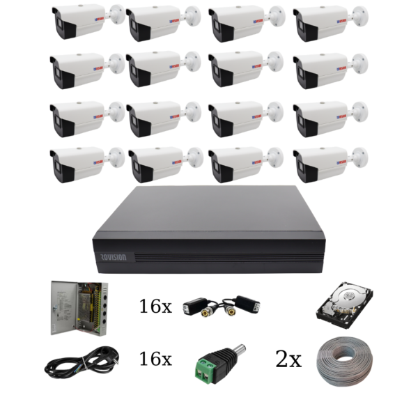 Sistem supraveghere 16 camere, 2MP, full hd IR40m, DVR Pentabrid 16 canale, Accesorii si hard incluse [1]