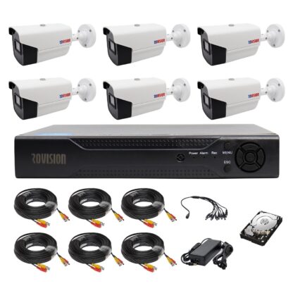 Sistem supraveghere 6 camere Rovision oem Hikvision 2MP full hd, DVR Pentabrid 5 in 1, 8 canale, accesorii si hard incluse [1]
