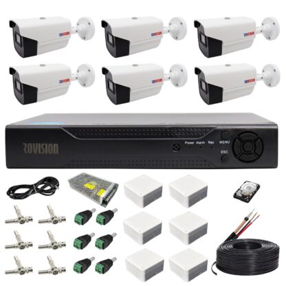 Sistem supraveghere 6 camere Rovision oem Hikvision 2MP Full HD, DVR Pentabrid 8 canale, full hd, accesorii si hard incluse [1]
