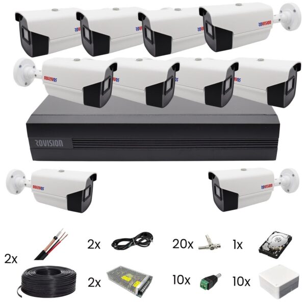 Sistem de supraveghere video 10 camere 2MP, full hd, IR40m, DVR Pentabrid 16 canale, accesorii montaj si hard disk [1]