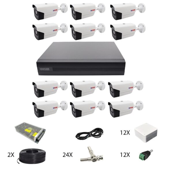 Sistem de supraveghere video 12 camere 2MP full hd, IR 40m, DVR 16 canale, accesorii [1]
