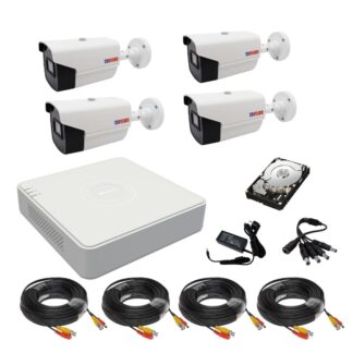 Kit supraveghere Rovision - Sistem supraveghere video 4 camere Rovision oem Hikvision 2MP full hd, IR40m, DVR 4Canale, 1080P lite, accesorii si hard incluse