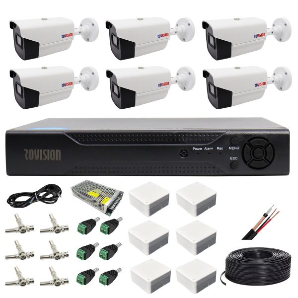 Sistem supraveghere 6 camere Rovision oem Hikvision 2MP Full HD, DVR Pentabrid 8 canale, full hd, accesorii incluse [1]