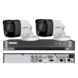 Kit supraveghere Hikvision - Sistem de supraveghere video Hikvision 2 camere 4 in 1, 8MP, lentila 2.8mm, IR 30m, DVR 4 canale 4K 8MP