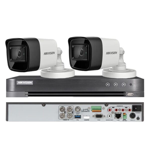 Sistem de supraveghere video Hikvision 2 camere 4 in 1, 8MP, lentila 2.8mm, IR 30m, DVR 4 canale 4K 8MP [1]