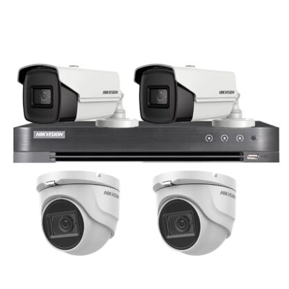 Sistem supraveghere Hikvision mixt, 2 camere interior 8MP 4 in 1, IR 30m, 2 camere exterior 4 in 1 8MP IR80m, DVR 4 canale 4K 8MP [1]