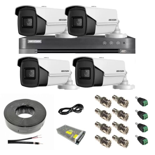 Sistem supraveghere video HIKVISION 4 camere 8MP 4 in 1, IR 60m, DVR 4 canale 4K 8MP, accesorii [1]