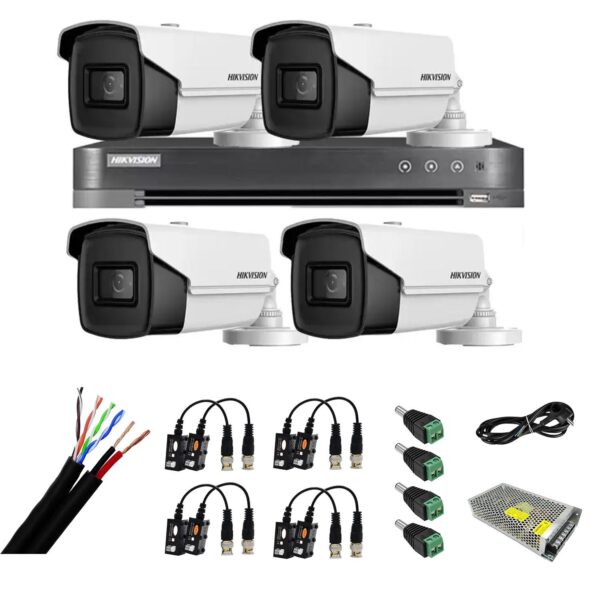 Kit supraveghere video 4 camere 8MP 4 in 1 IR 60m, DVR 4 canale 4K 8MP, accesorii [1]