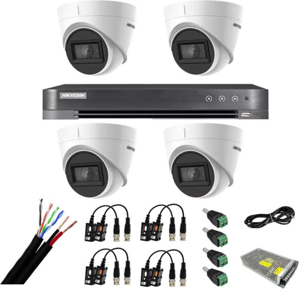 Sistem de supraveghere Hikvision 4 camere interior 4 in 1, 8MP, lentila 2.8, IR 60m, DVR 4 canale 4K 8MP, accesorii [1]